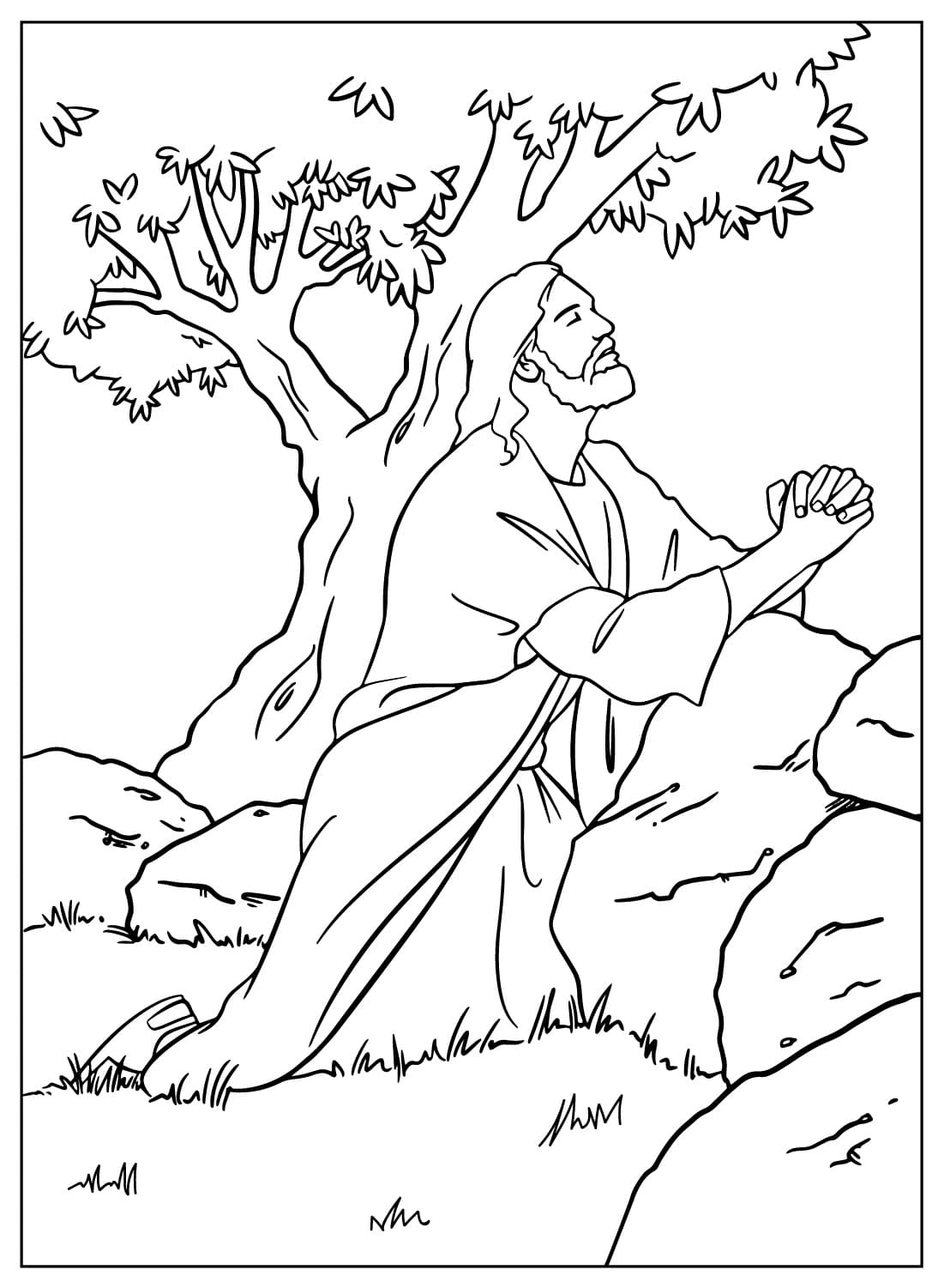 Иисус молится в Гефсиманском саду