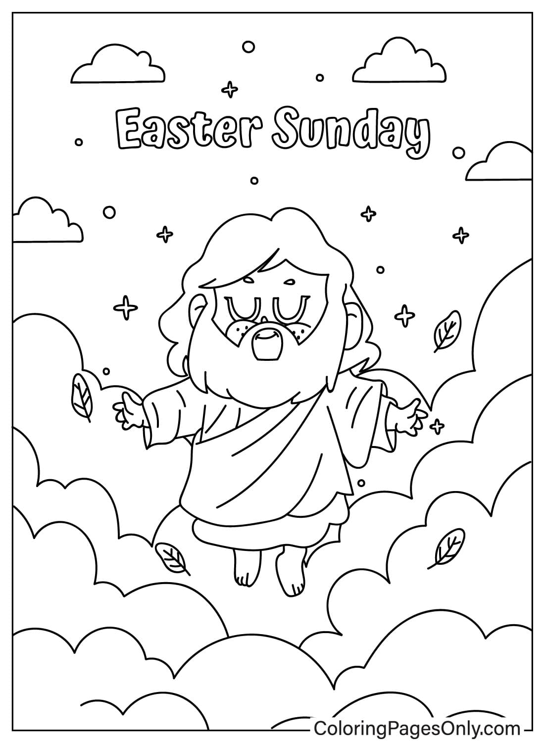 Página para colorear de la resurrección de Jesús de la Pascua religiosa