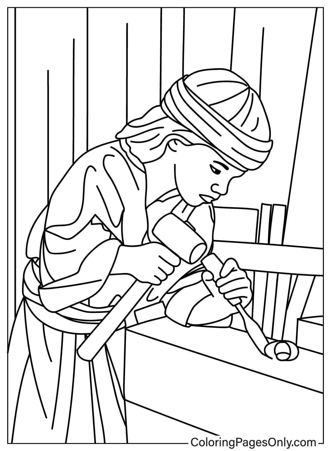 Jesus Was a Carpenter Coloring Page from Jesus