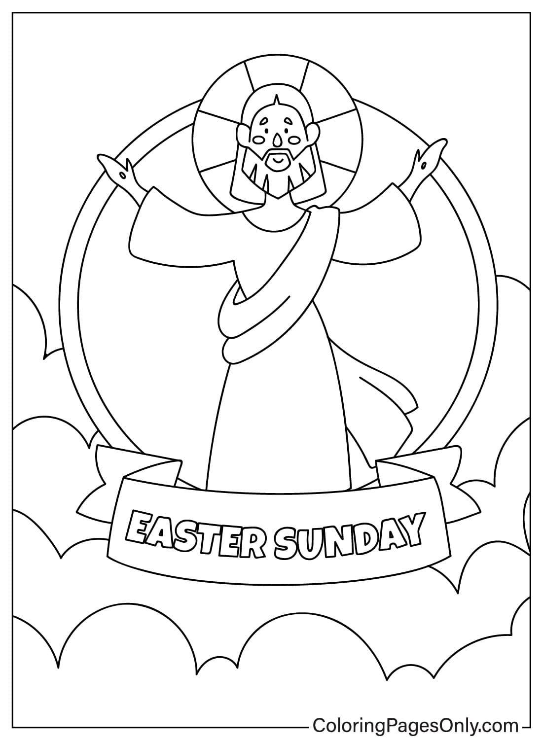 Jezus is verrezen Paaszondag Kleurplaat van Religieus Pasen