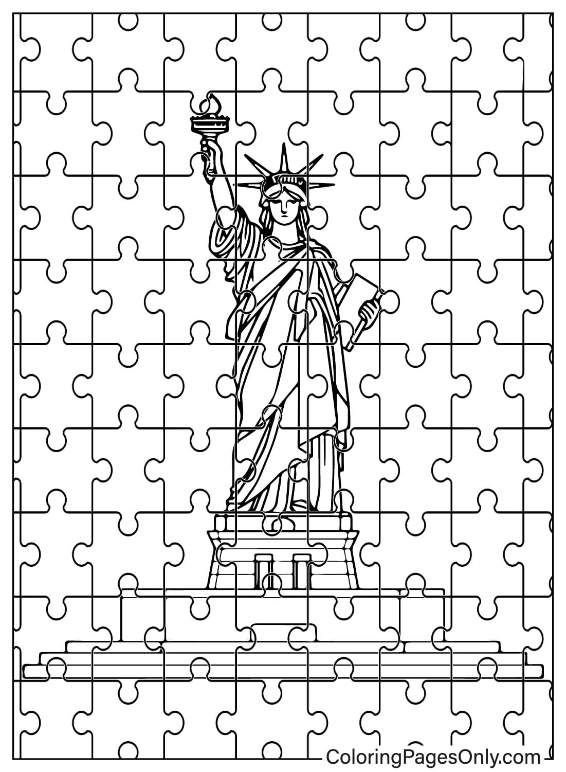 Pagina da colorare di Jigsaw Puzzle Statua della Libertà