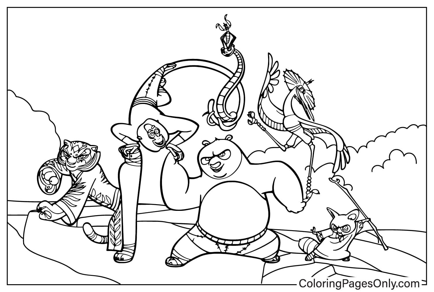 Página para colorir Kung Fu Panda 4 de Kung Fu Panda