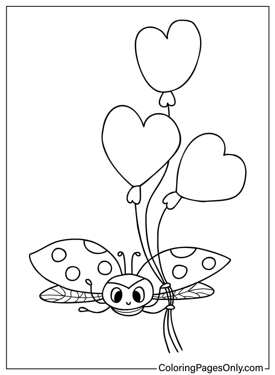 Lieveheersbeestje met ballonnen kleurplaat van Lieveheersbeestje