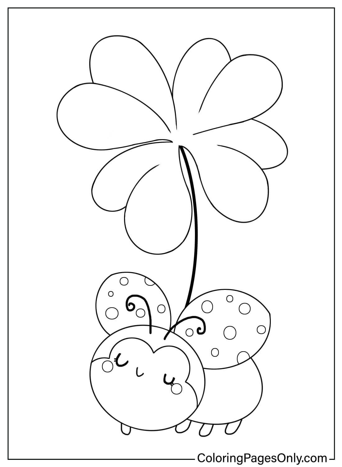 Malvorlage „Marienkäfer mit Kleeblatt“ von Ladybug