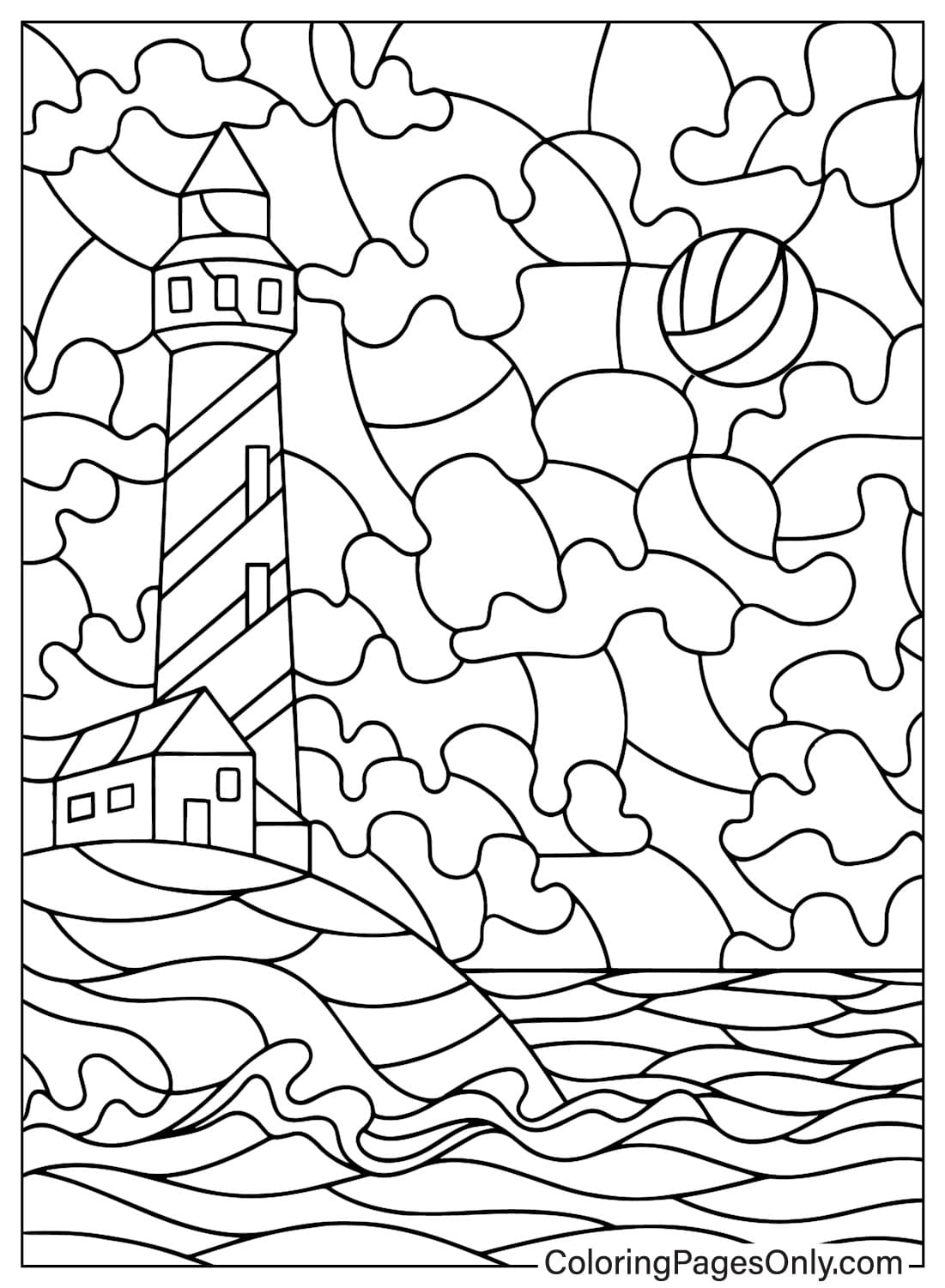 Phare Coloriage Page PNG de Phare