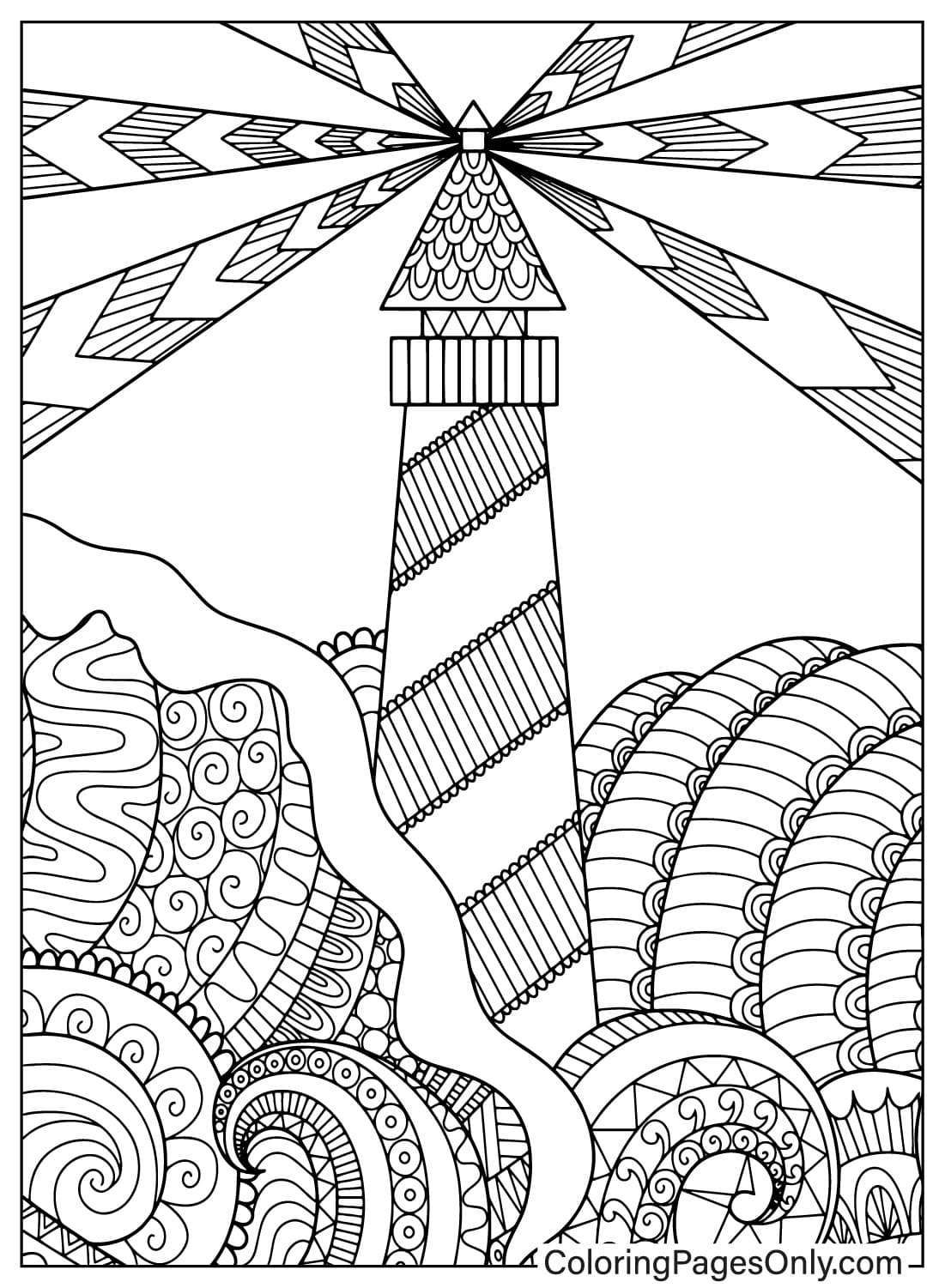 Vuurtoren Mandala kleurplaat van Vuurtoren