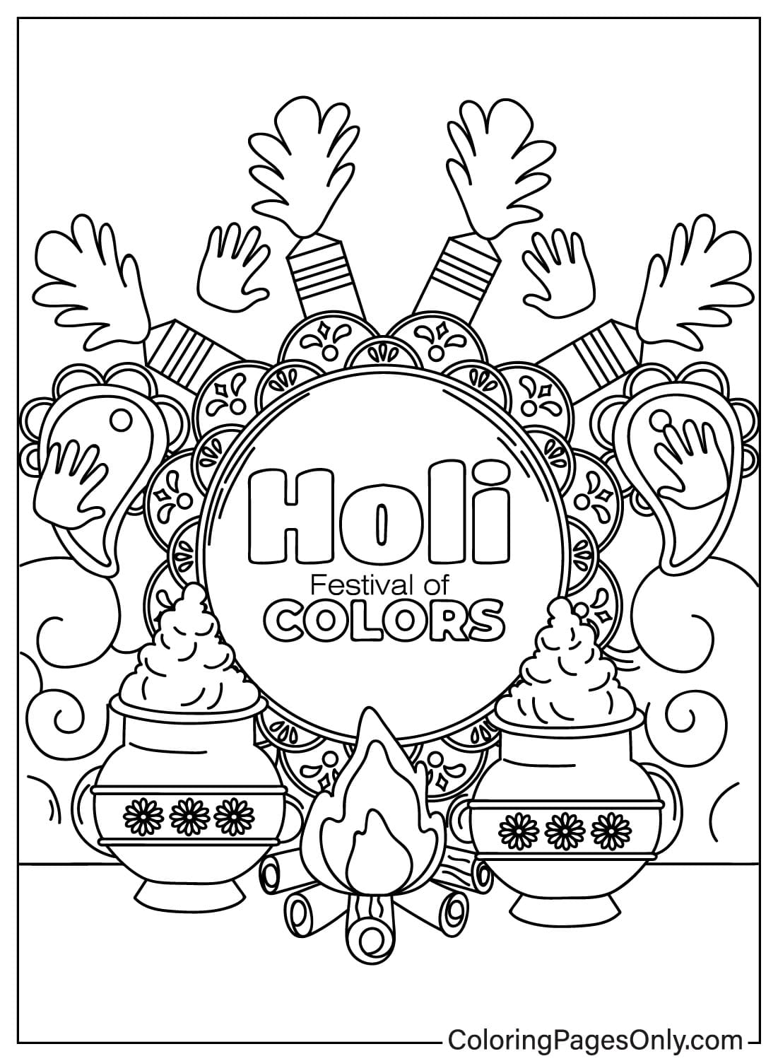 Página para colorear Mandala Holi de Holi