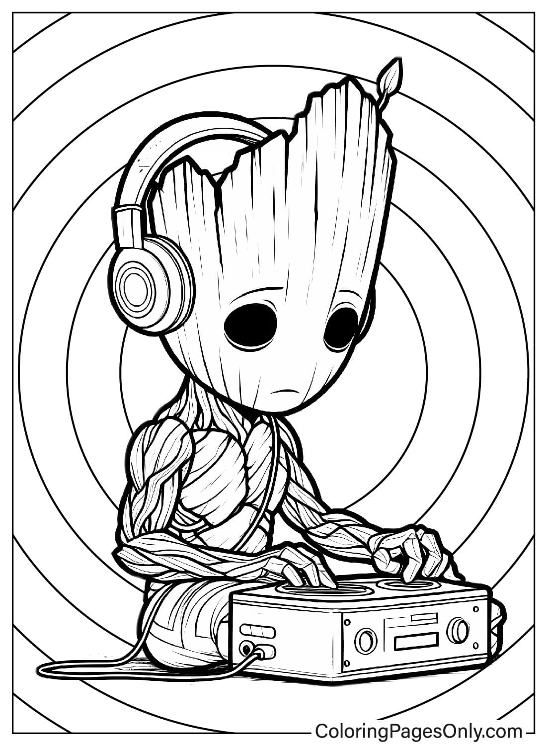 Marvelous Groot Coloring Page from Groot
