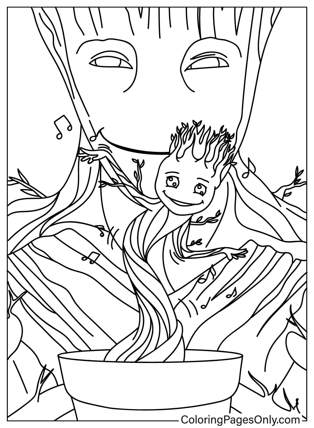 Marvel’s I Am Groot Coloring Page from Groot