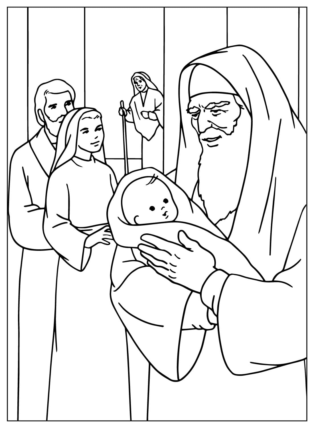 玛丽和圣约瑟夫在耶稣圣殿中介绍耶稣