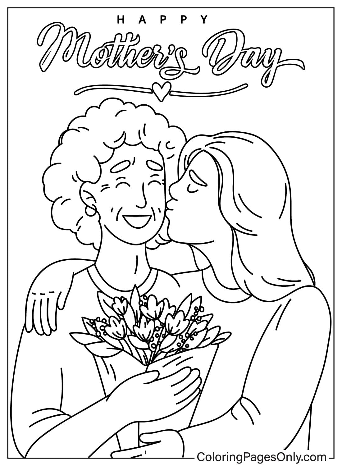 Maio Feliz Dia das Mães Página para colorir do Dia das Mães