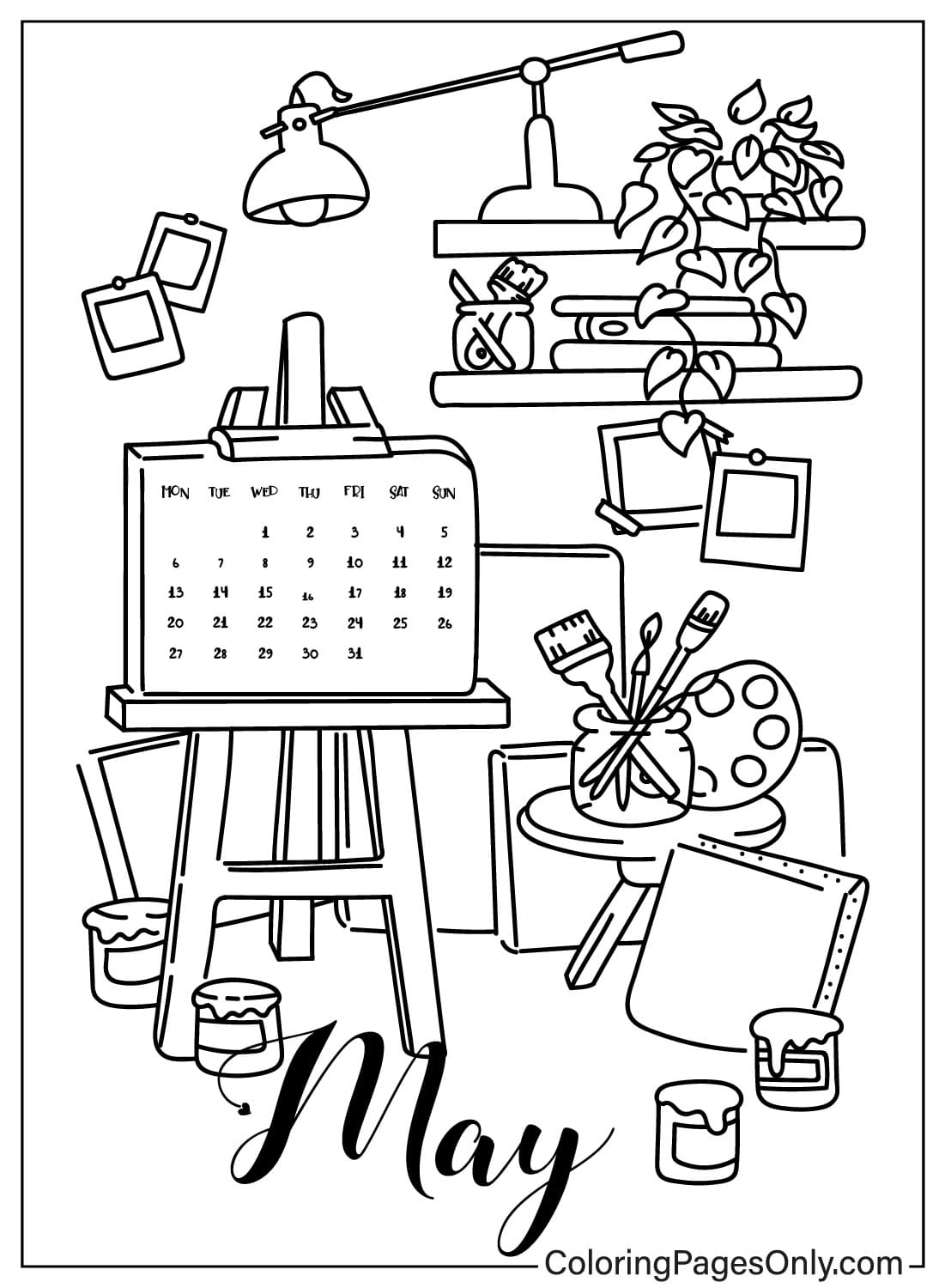 May Painting Room Coloring Page from May