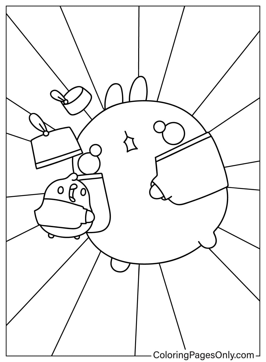 Molang and Piu Piu Scared Coloring Page from Molang