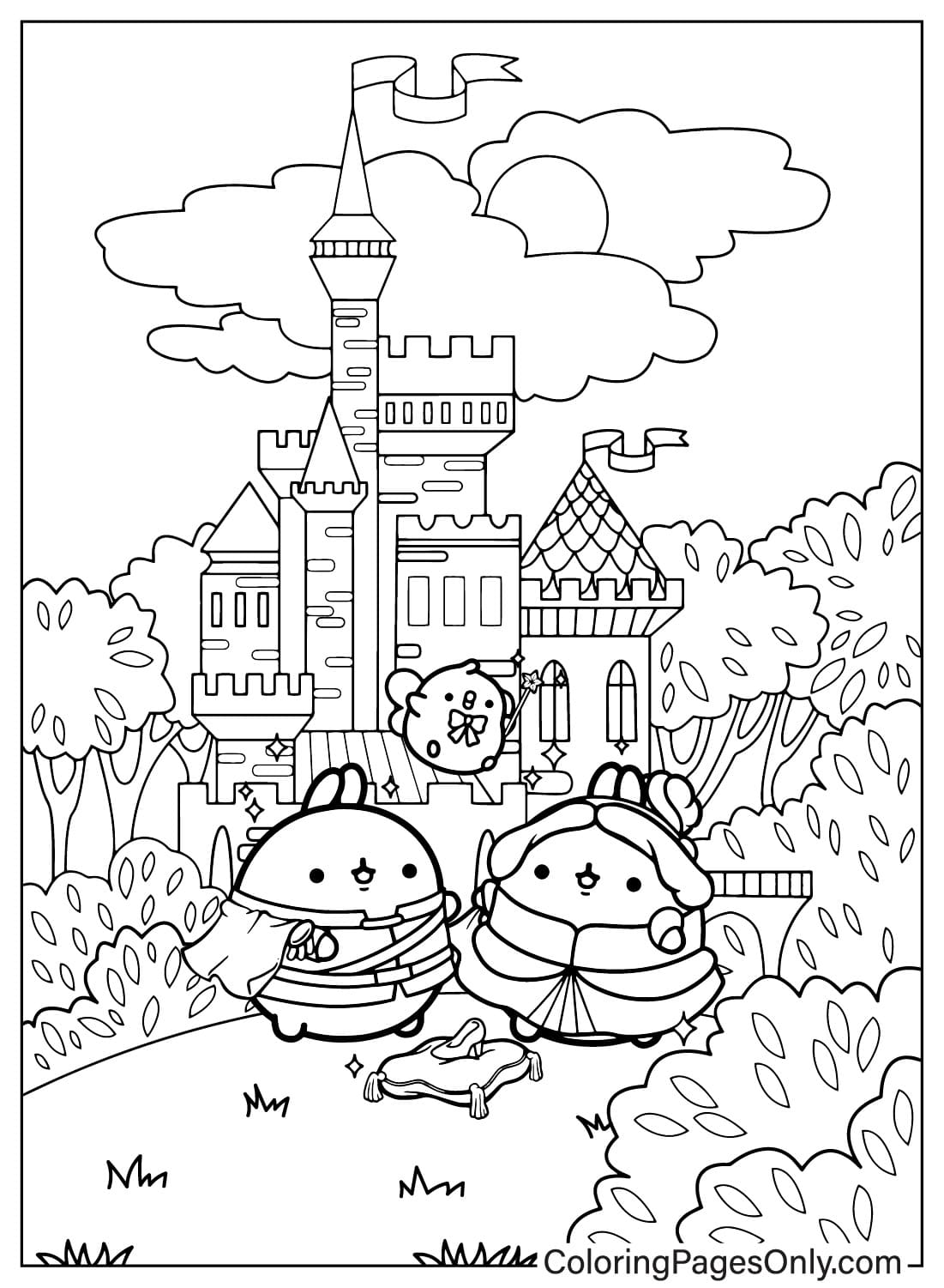 Molang and Piu Piu and the Castle Coloring Page from Molang