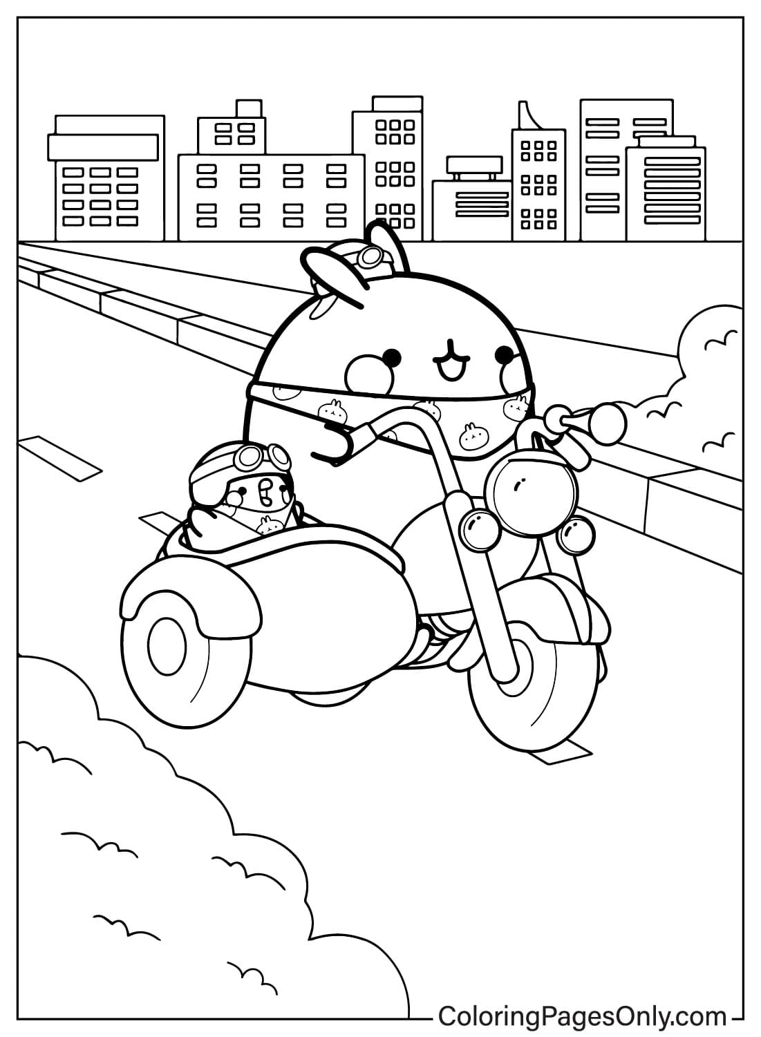 Motorcycle Coloring Book with Molang from Molang