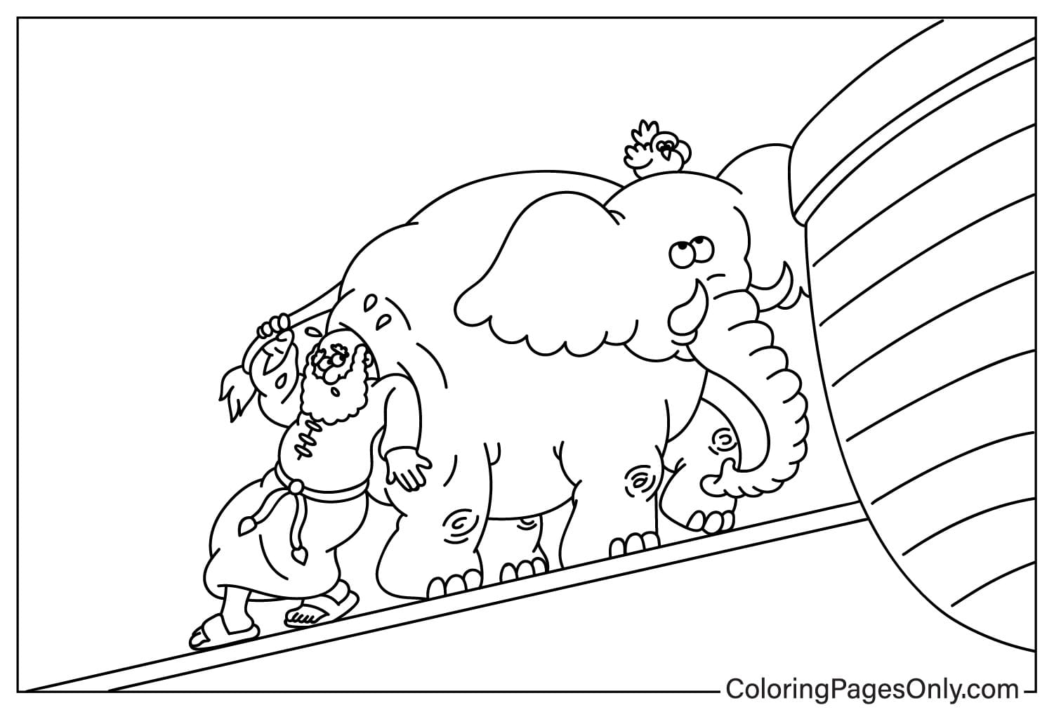 Folha para colorir do Sr. Noé colocou animais na Arca da Arca de Noé