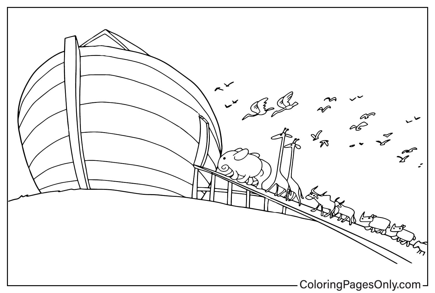 Noah Leading Animals into The Ark Coloring Page from Noah’s Ark
