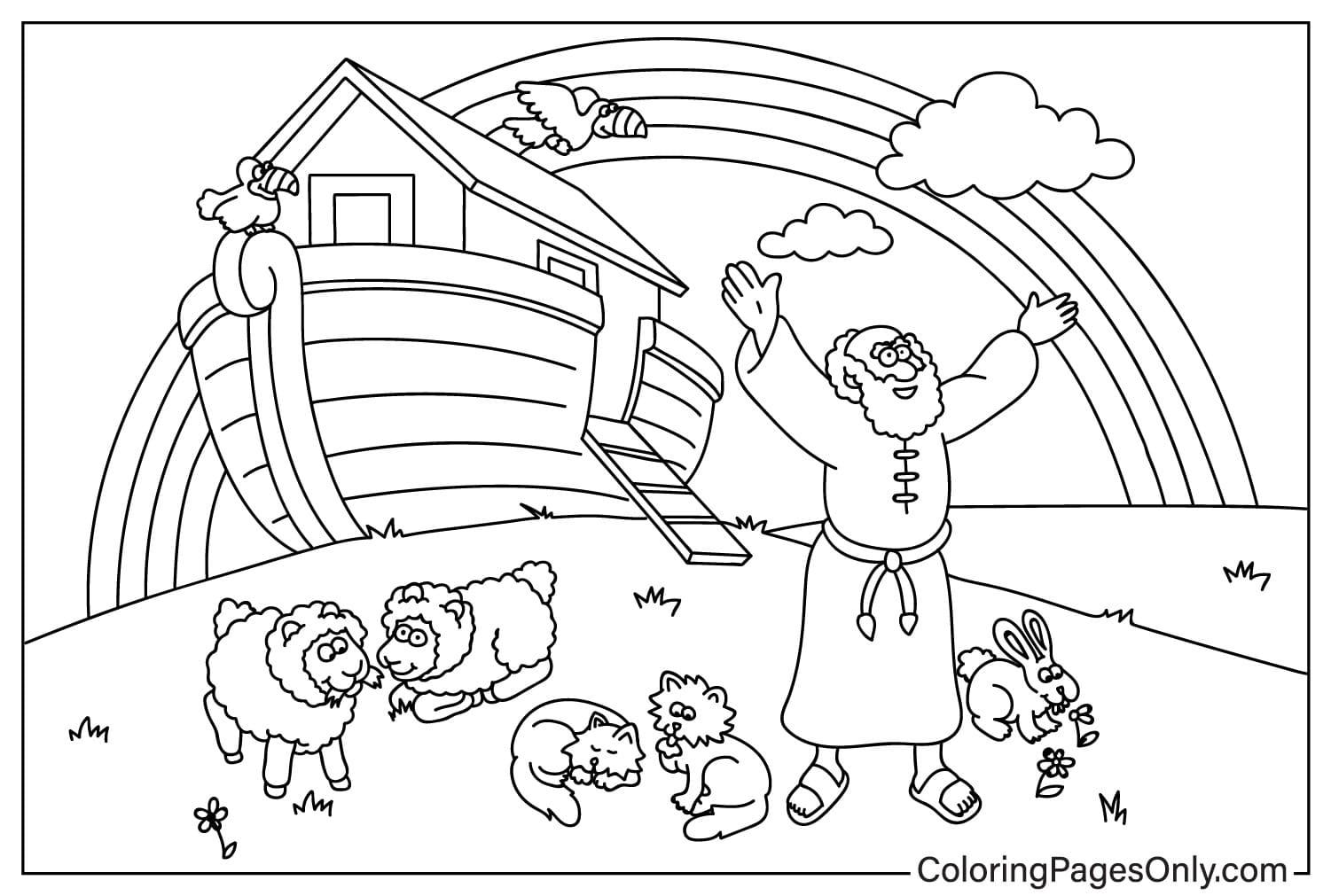 Noé con los animales fuera del arca del Arca de Noé