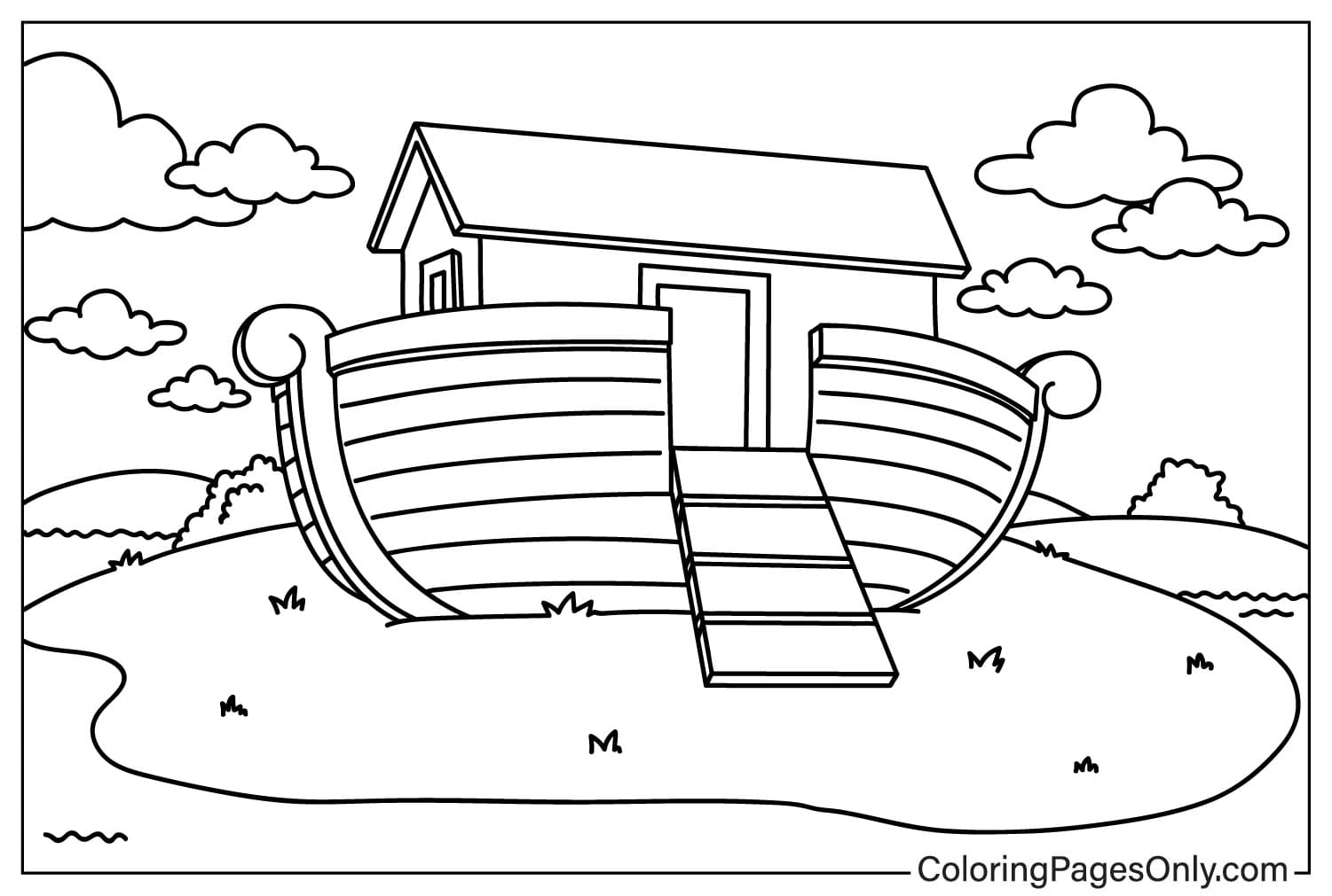 De Ark van Noach kleurplaat voor kinderen van de Ark van Noach