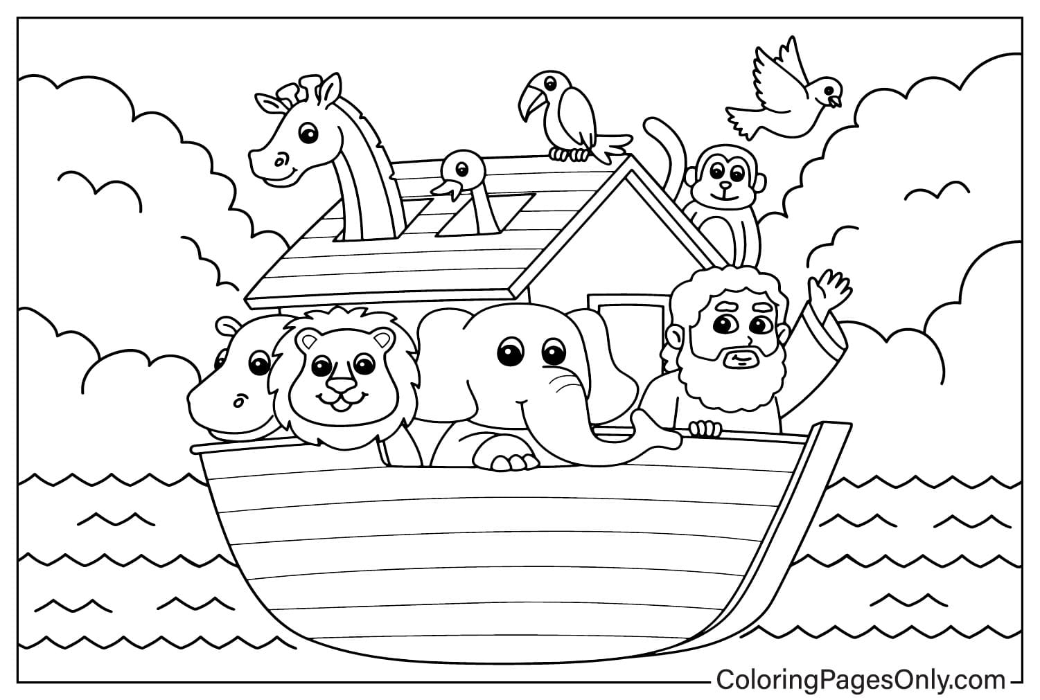 Foglio da colorare dell'Arca di Noè dall'Arca di Noè