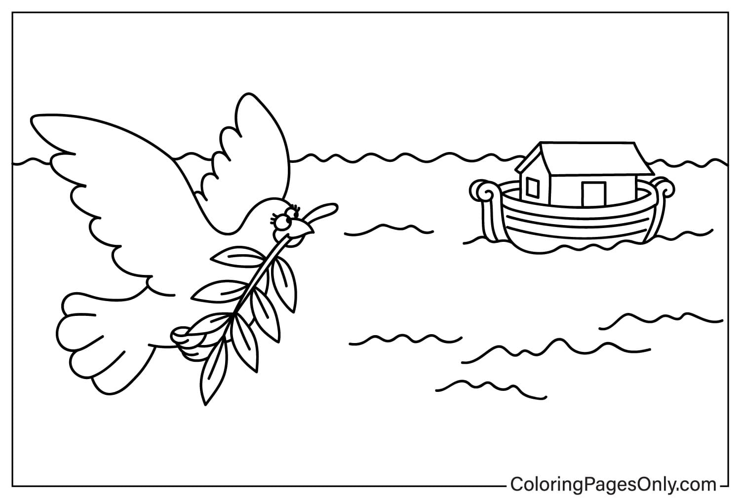 Ноев голубь возвращается с раскраской оливкового листа из Ноева ковчега