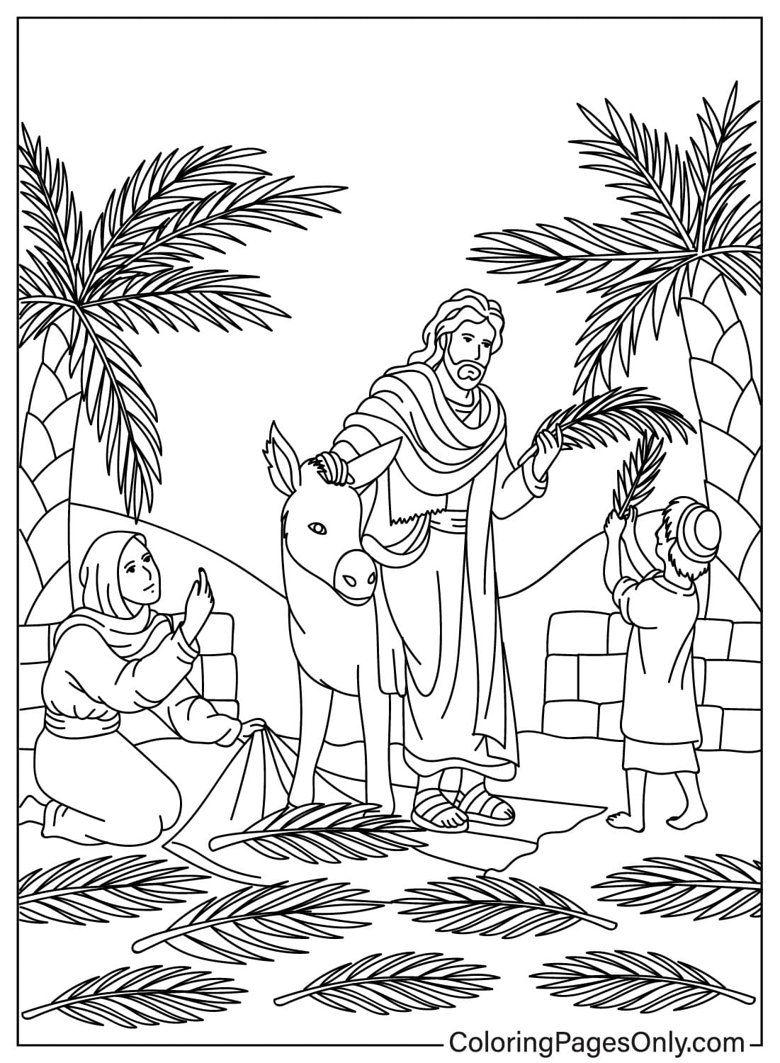 Palmzondag Tekening Kleurplaat van Jezus