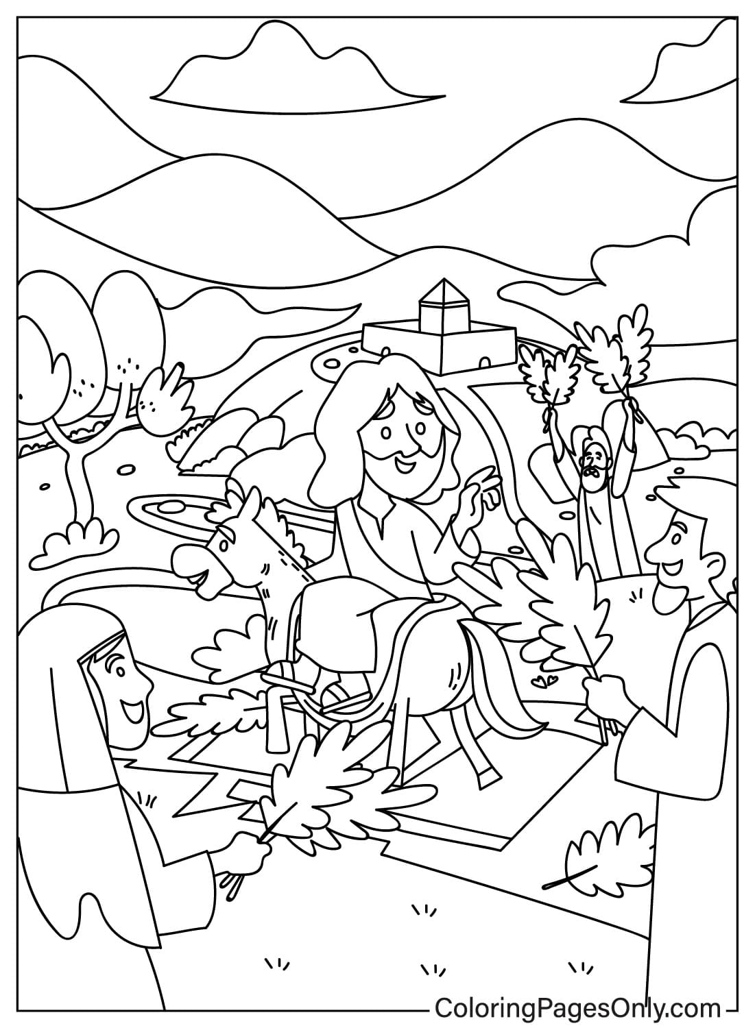 Раскраска Вербное воскресенье для печати