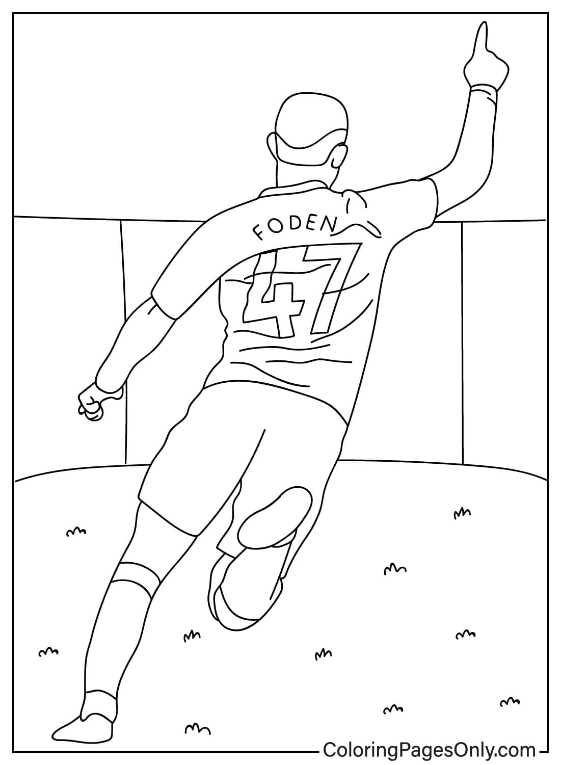 Página para colorear de celebración del gol de Phil Foden de Phil Foden