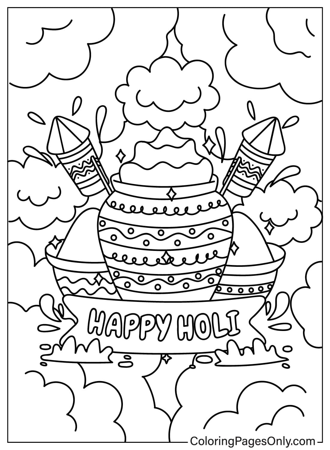 Pictures Holi Coloring Page from Holi