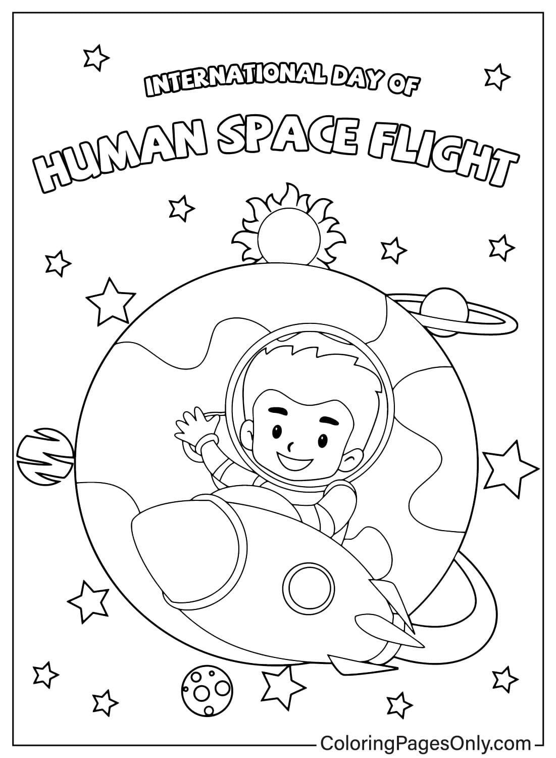 Fotos Página para colorir do Dia Internacional do Voo Espacial Humano do Dia Internacional do Voo Espacial Humano