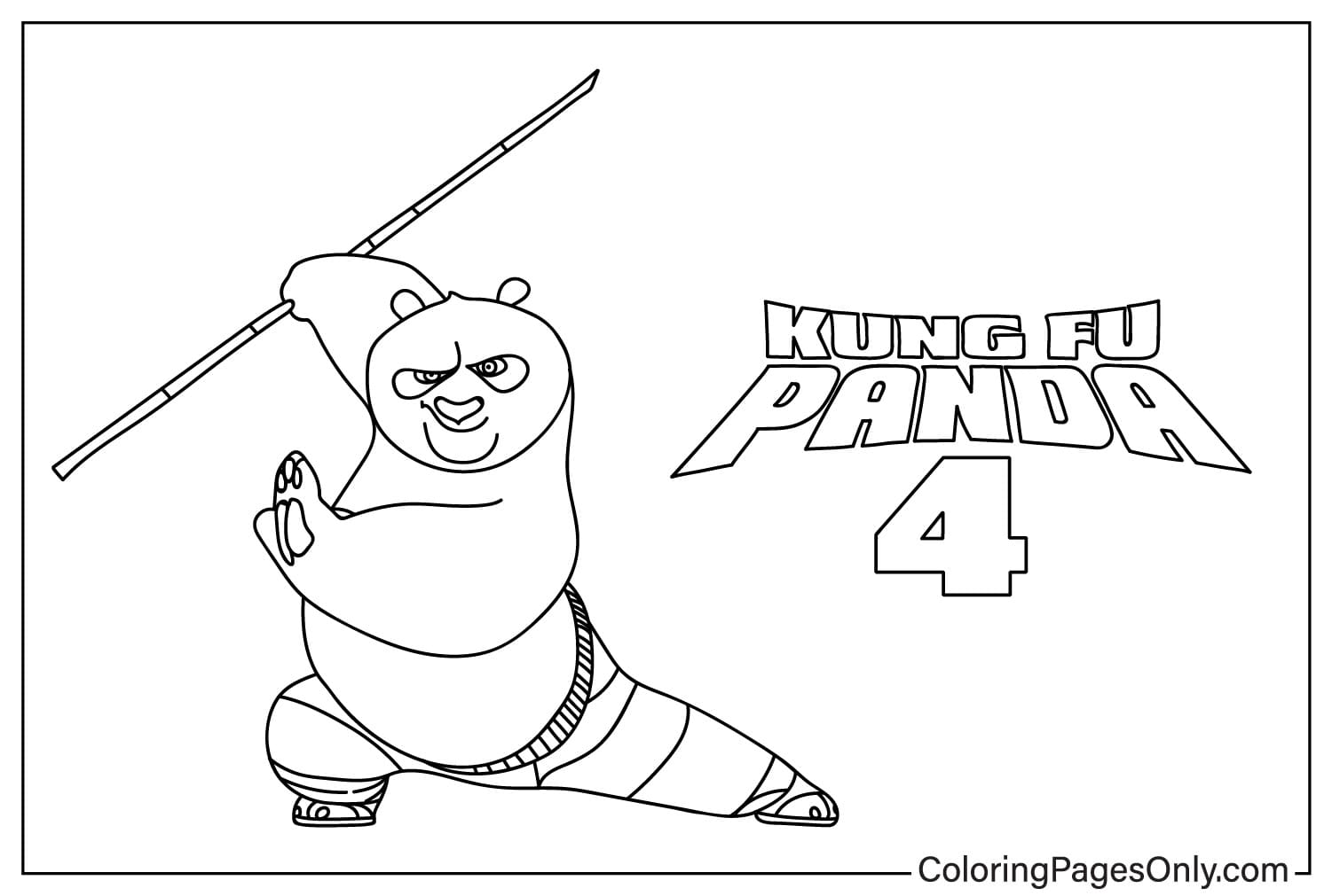Página para colorear de Po Kung Fu Panda 4 de Kung Fu Panda