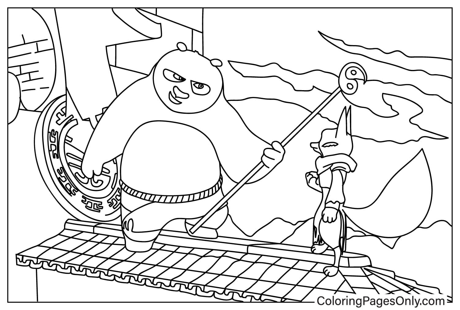 Раскраска По и Чжэнь из мультфильма «Кунг-фу Панда»