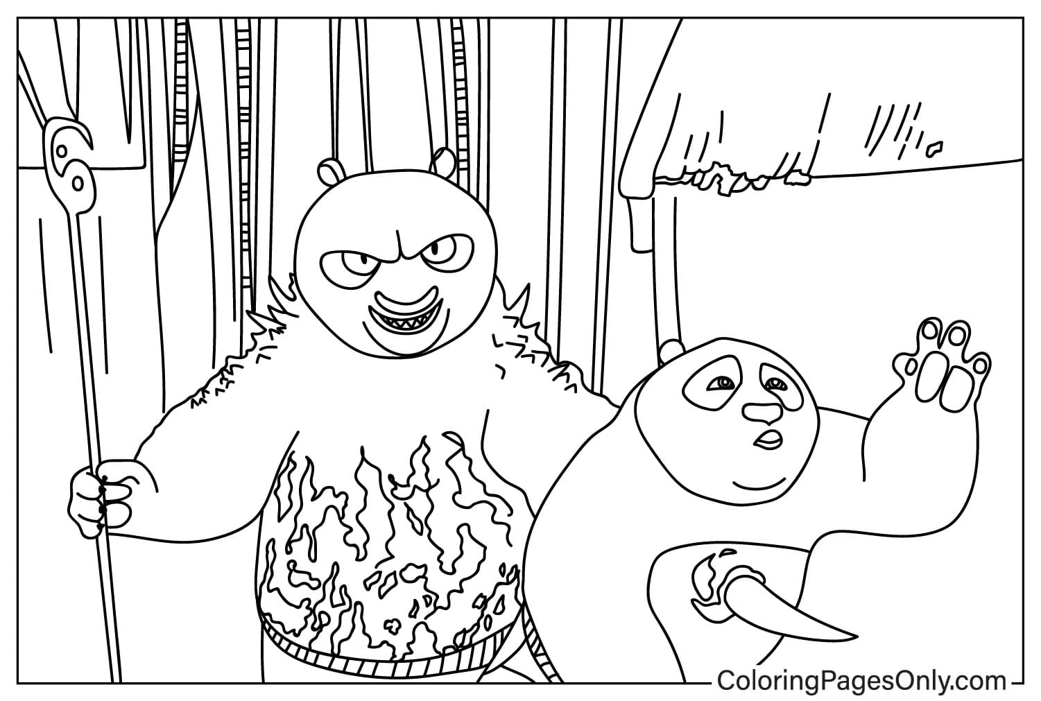 Página para colorir de Po foi esfaqueado de Kung Fu Panda