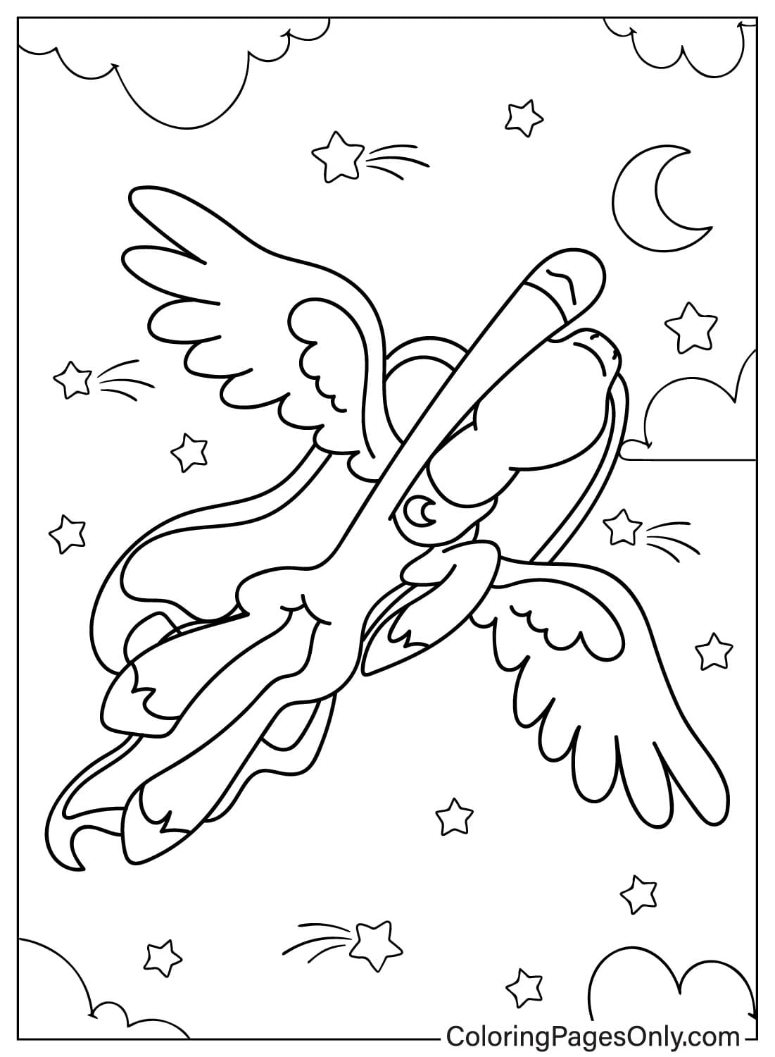 Feuille de coloriage Princesse Luna volant la nuit de Princesse Luna