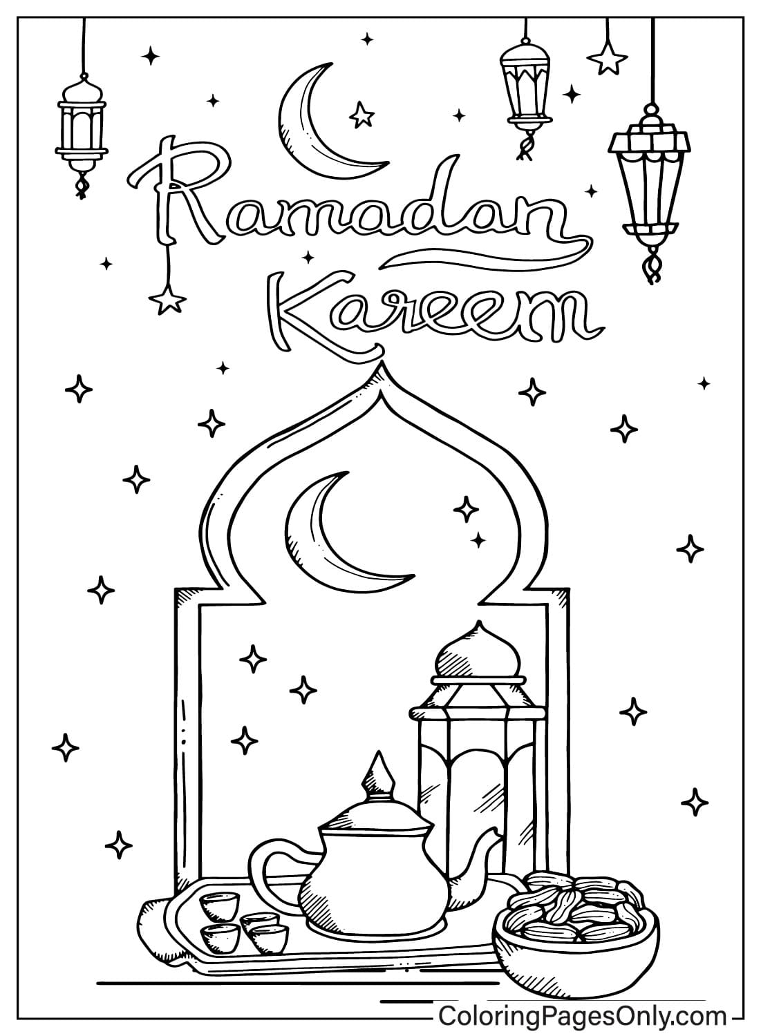 Pagina da colorare stampabile del Ramadan dal Ramadan
