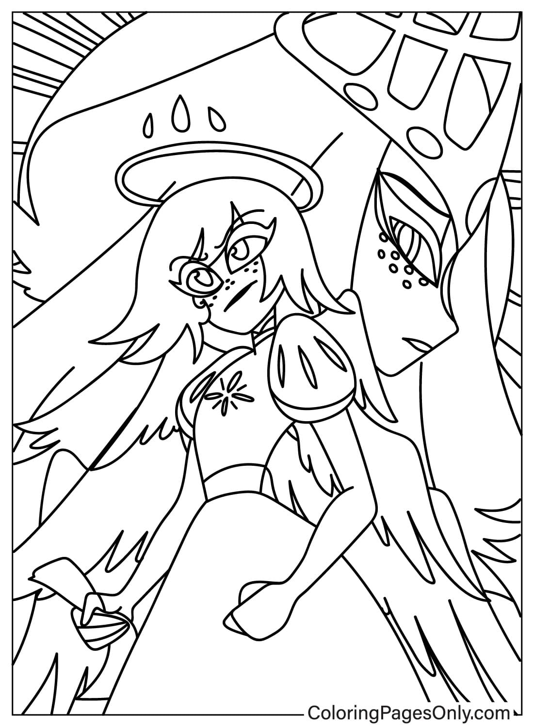 Seraphim Angel Emily Coloring Page from Hazbin Hotel