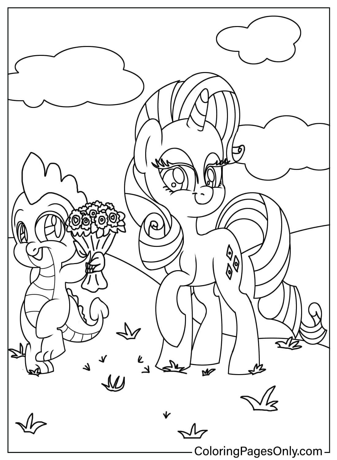 Spike and Rarity Coloring Page from Rarity