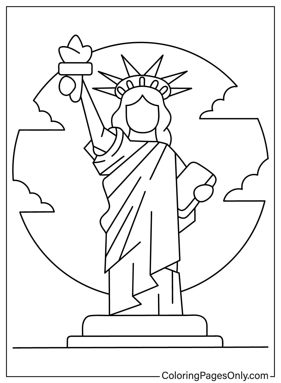 Página para colorear de la Estatua de la Libertad para niños en edad preescolar de Estatua de la Libertad