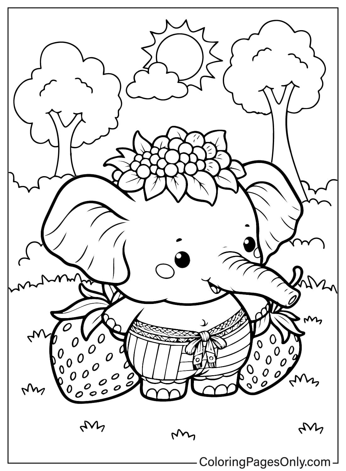 Strawberry Elephant Coloring Page
