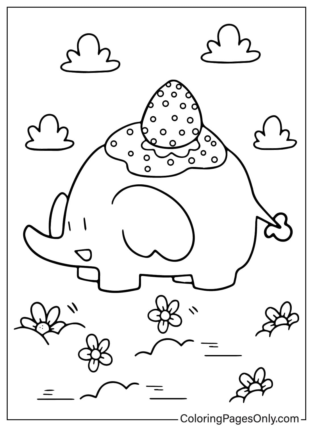 Linda página para colorear de Elefante de Fresa de Elefante de Fresa