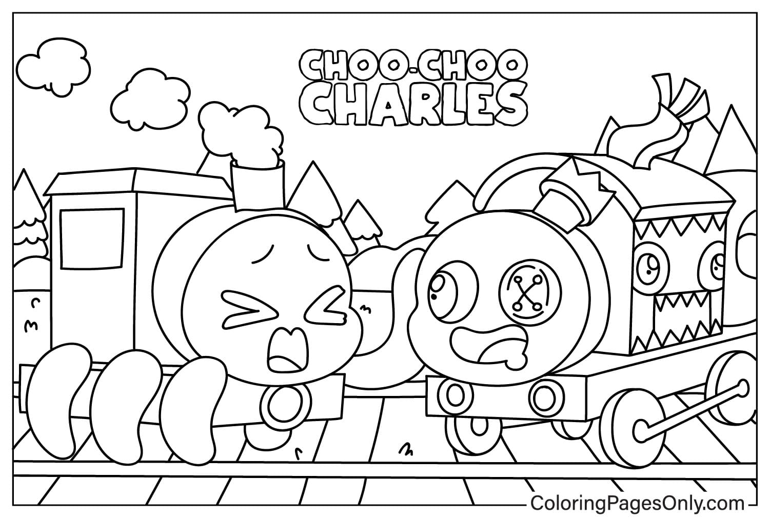 Thomas en baby Schattige Choo-Choo Charles van Choo-Choo Charles