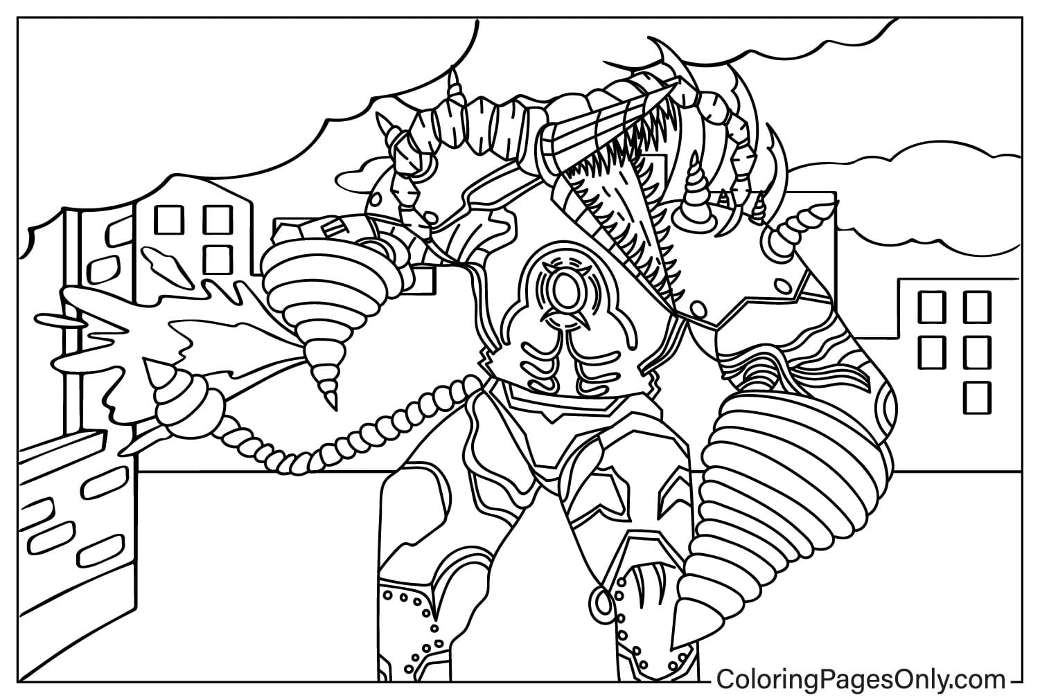 Upgraded Titan Drill Man Angry Coloring Page from Upgraded Titan Drill Man