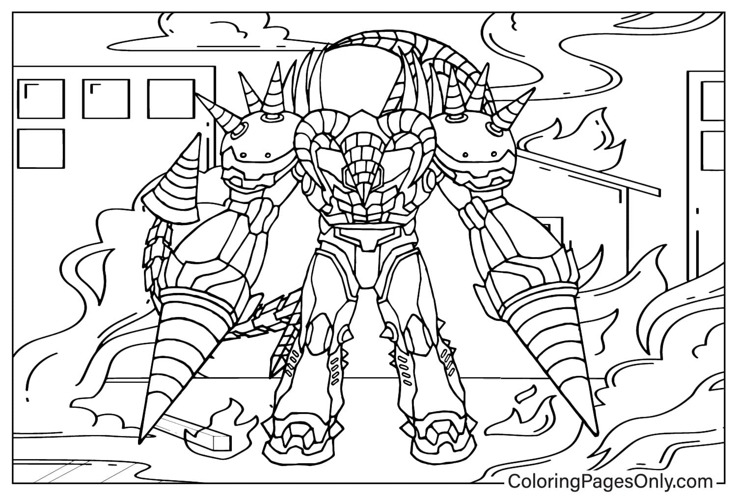 Pagina da colorare stampabile di Titan Drill Man aggiornato da Titan Drill Man aggiornato