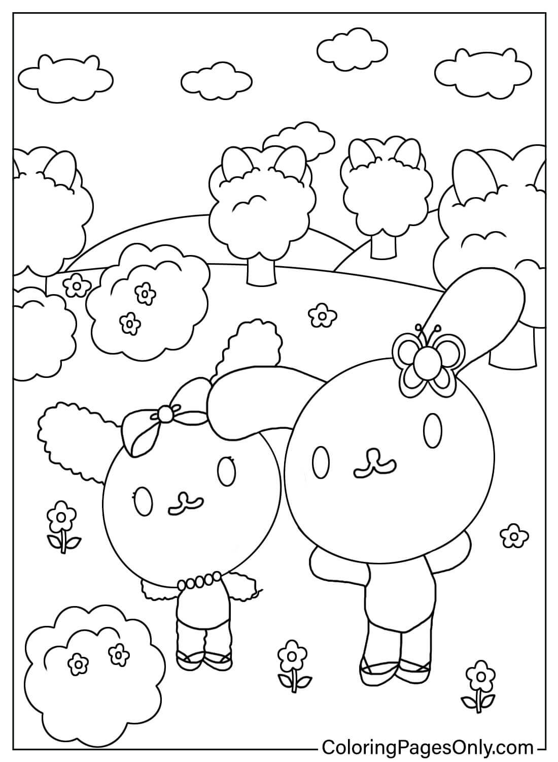 Usahana and Sakura Coloring Page from Usahana