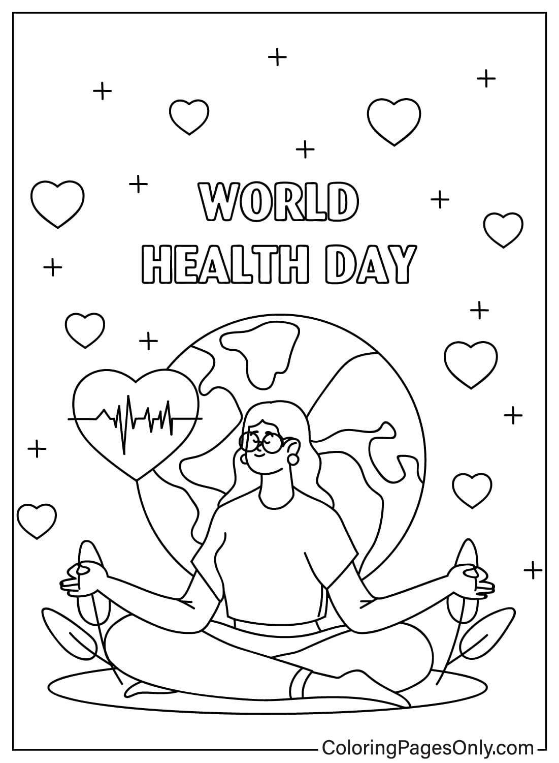 Libro para colorear del Día Mundial de la Salud del Día Mundial de la Salud