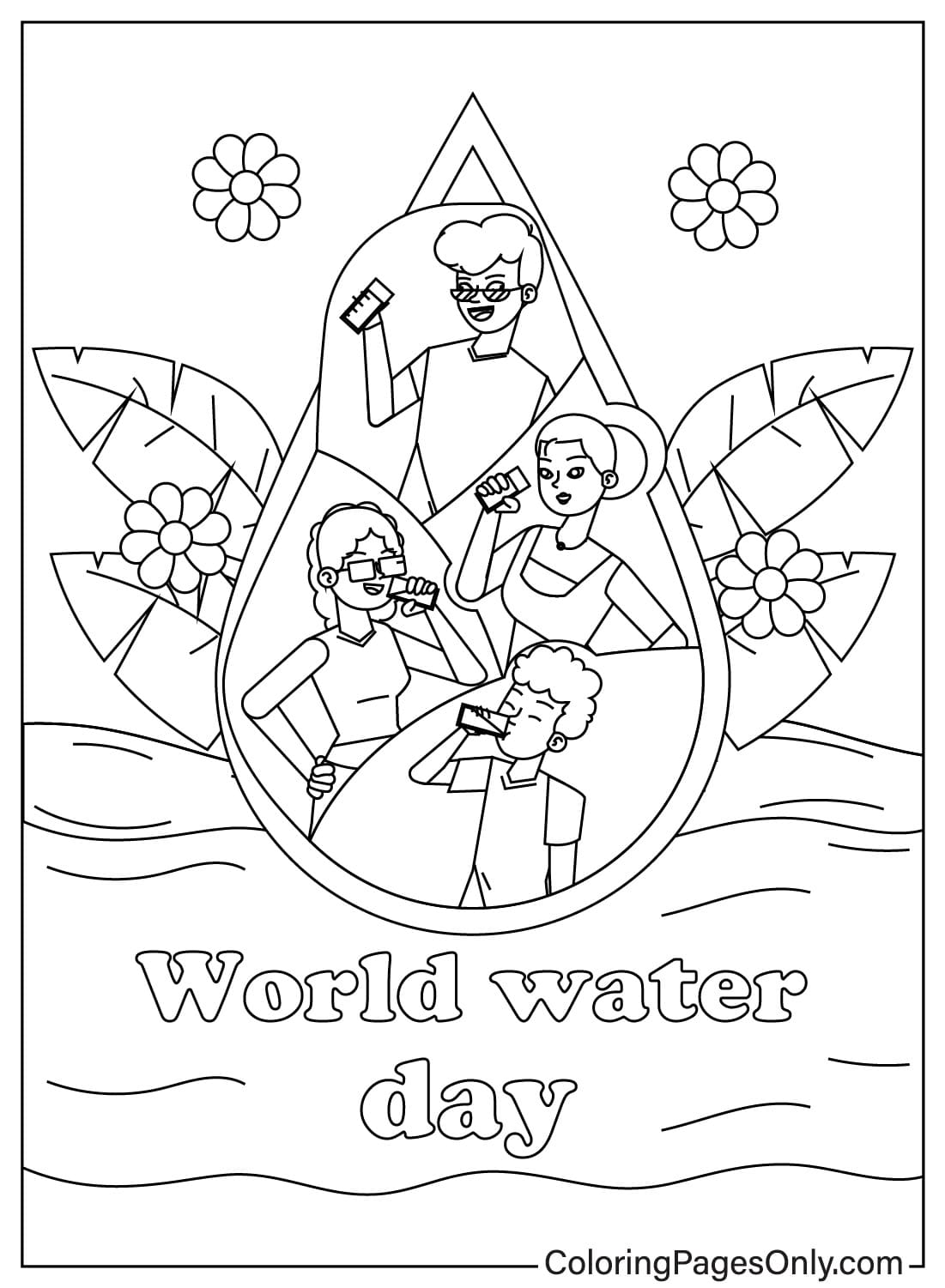 Hoja para colorear del Día Mundial del Agua para niños del Día Mundial del Agua