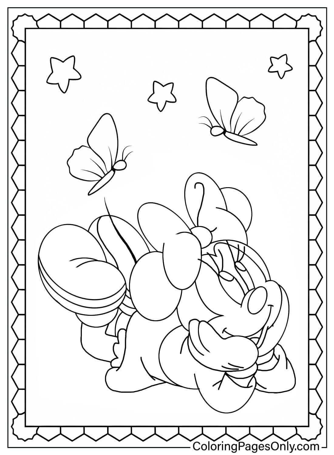 Adorável página para colorir da Minnie Mouse da Minnie Mouse