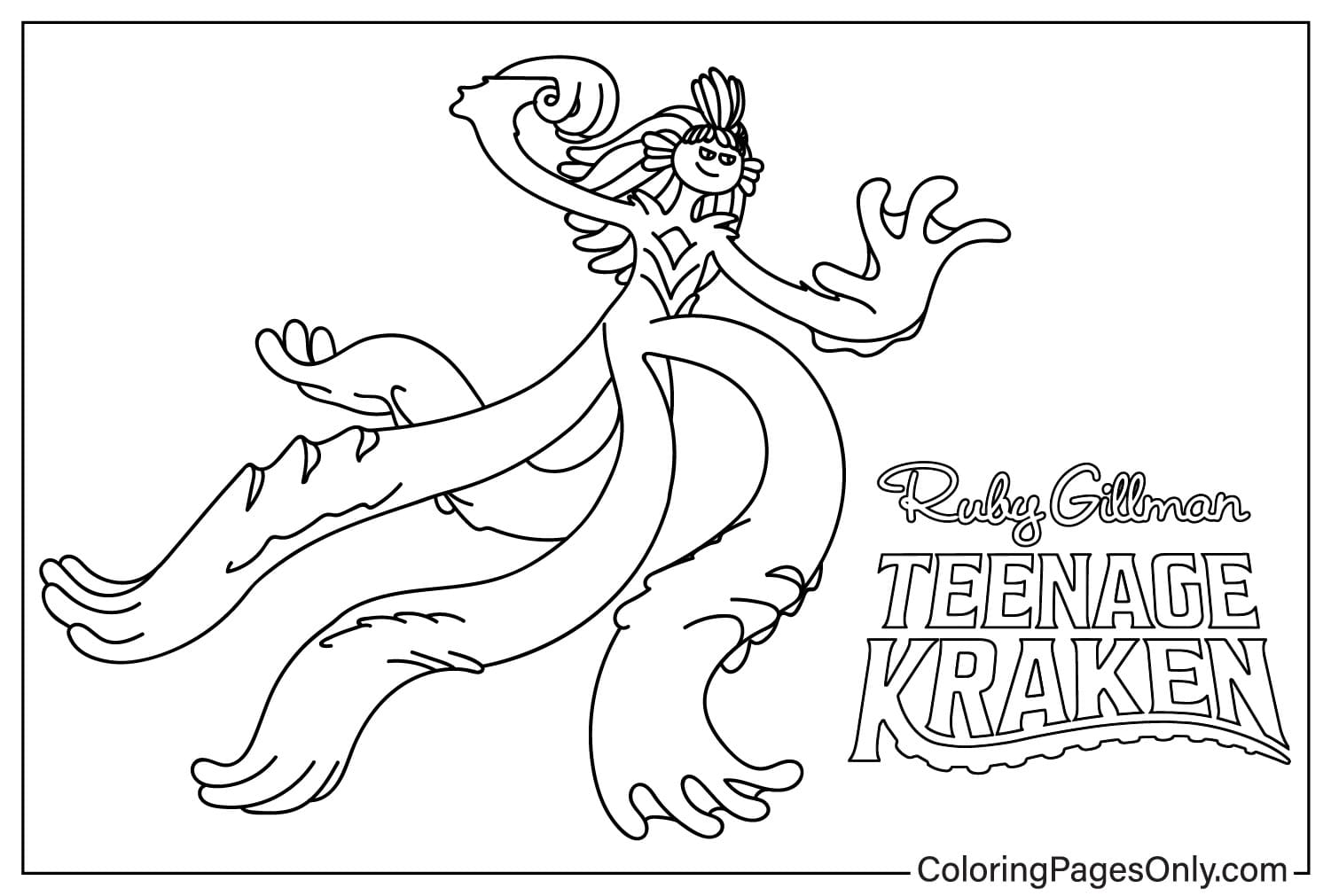 Página para colorir de Agatha Gillman de Ruby Gillman Teenage Kraken