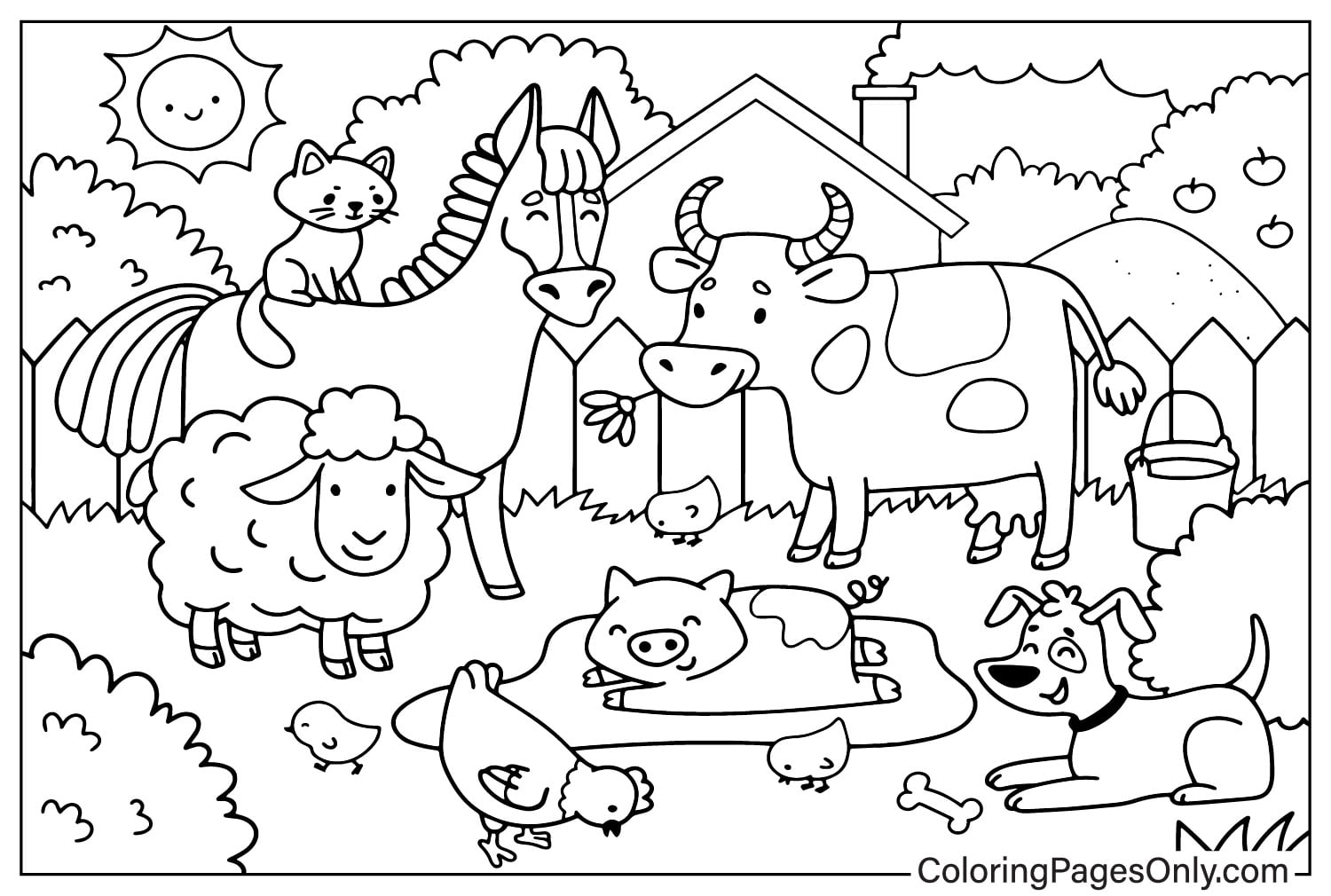 Animals Farm Doodle Farm - Free Printable Coloring Pages