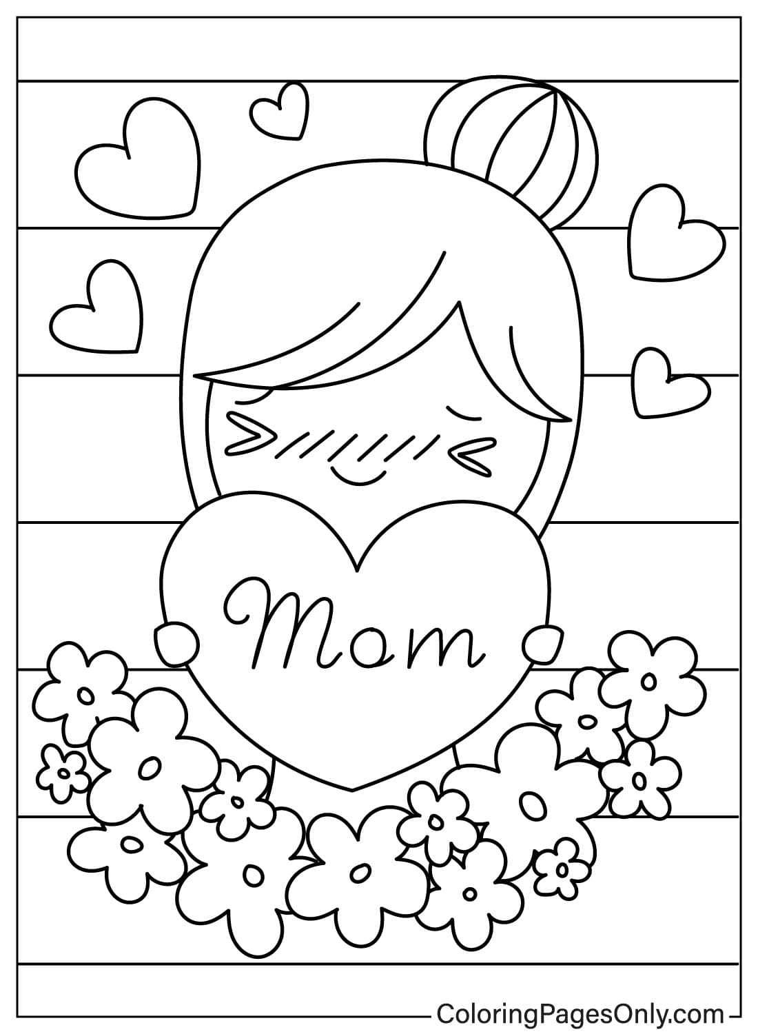 Bambina con cuore e fiori per la mamma della festa della mamma